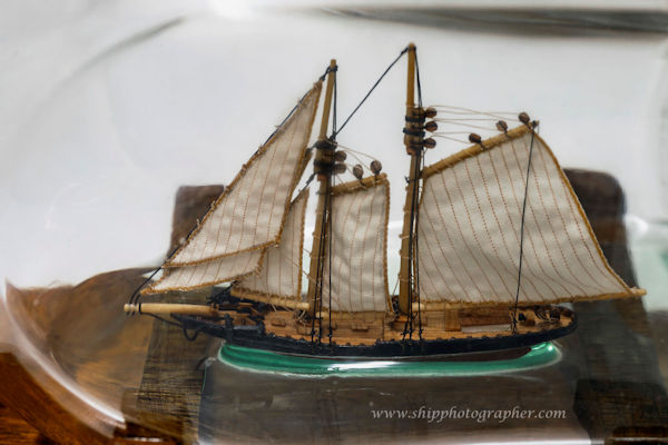 Image of Schooner Columbia (1923) A model-in-bottle made from drawings (Scale 1:640)